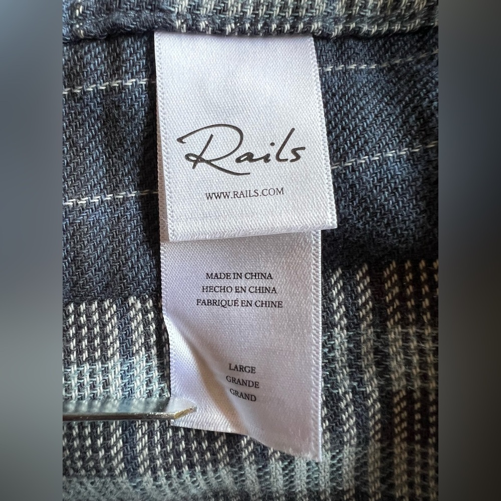 RAILS $148 Banton Blue Patchwork Button-Down Sz L… - image 10